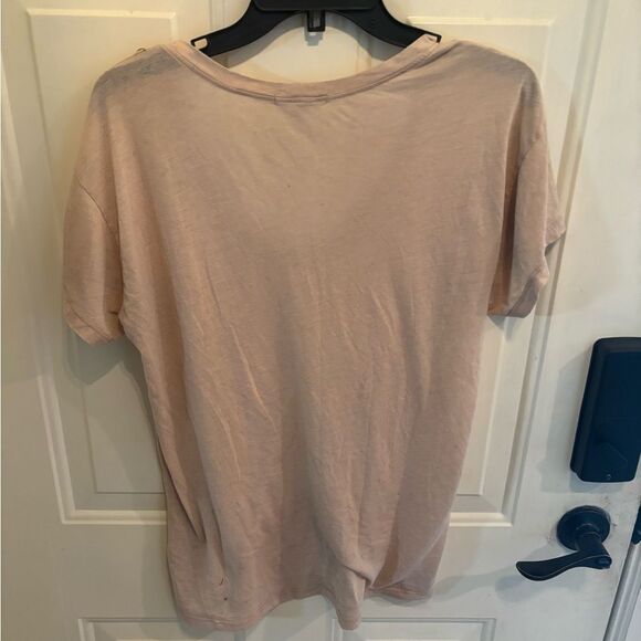 Anthropologie Truly Madly Deeply Tan Fitted Short Sleeve T-Shirt - Picture 4 of 4